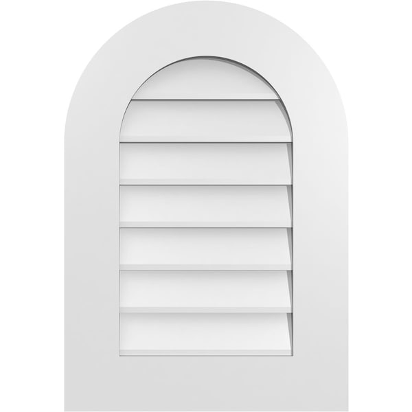 Ekena Millwork Round Top Surface Mount PVC Gable Vent: Non-Functional, w/ 3-1/2"W x 1"P Standard Frame, 18"W x 26"H GVPRT18X2601SN - main